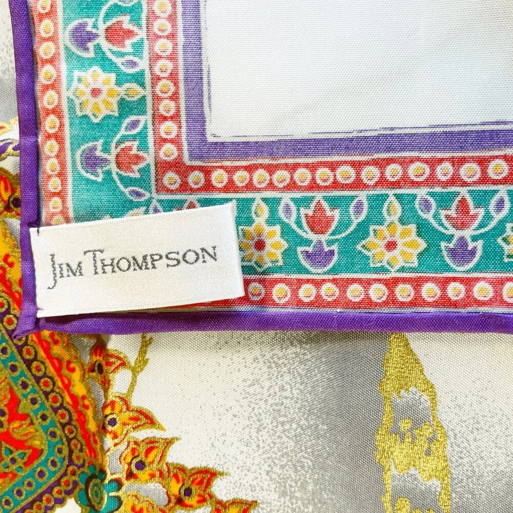 Jim Thompson Thai Silk Elephant Scarf NWT Thailand Heritage Print